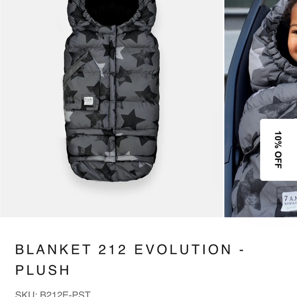 7AM Enfant Star Print Kids Blanket - Black and Gray